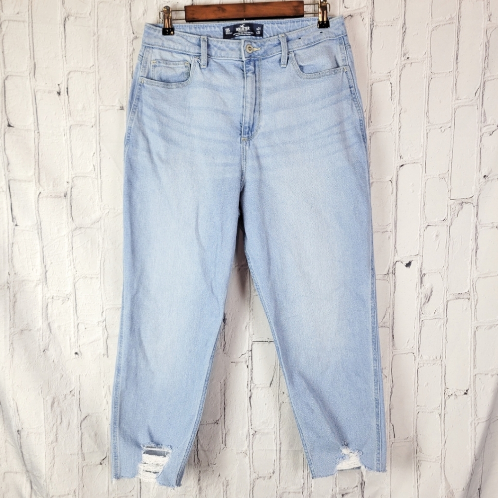light wash distressed ankle curvy ultra high rise vintage stretch mom jeans